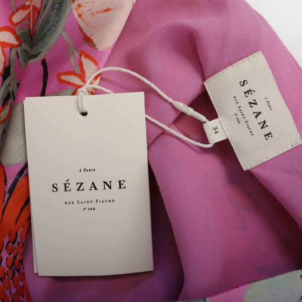 NEW Sezane Sola Dress 34 US 2 Silk Floral Pink - Picture 8 of 11